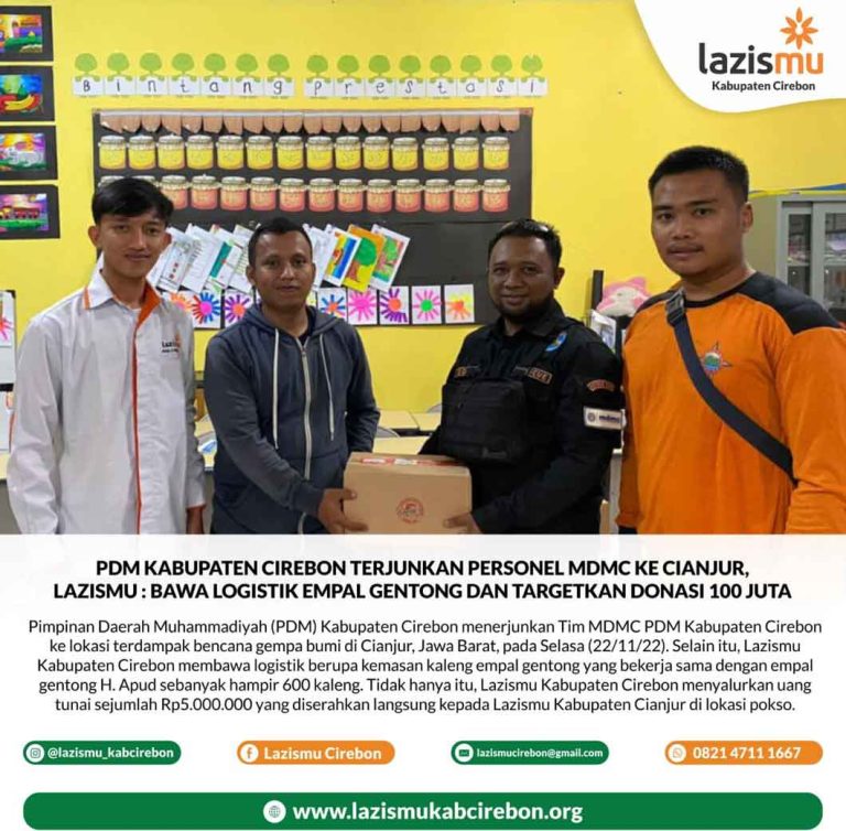 Lazis Muhammadiyah Kab. Cirebon Galang Donasi Bantu Korban Gempa Cianjur